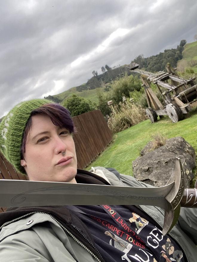 My other half always looks at home holding a sword