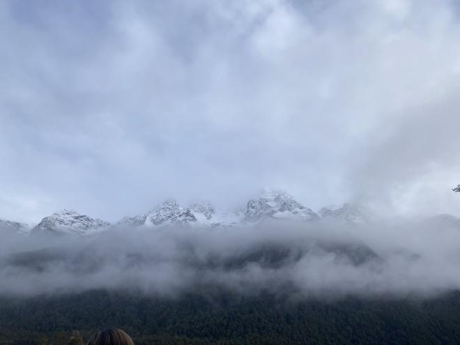 Low lying clouds covering the Earl Mountains