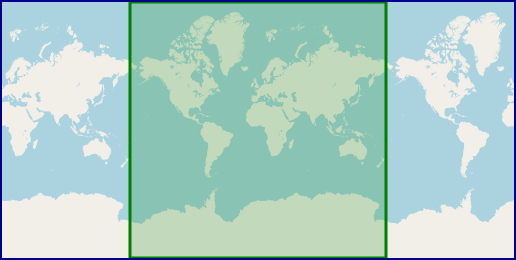 Image showing a map of the world and a blue box showing the bounds of the EPSG:4326 reference system