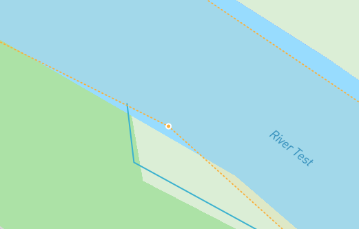 Image showing a polygon and a line where the line does not intersect at a known point